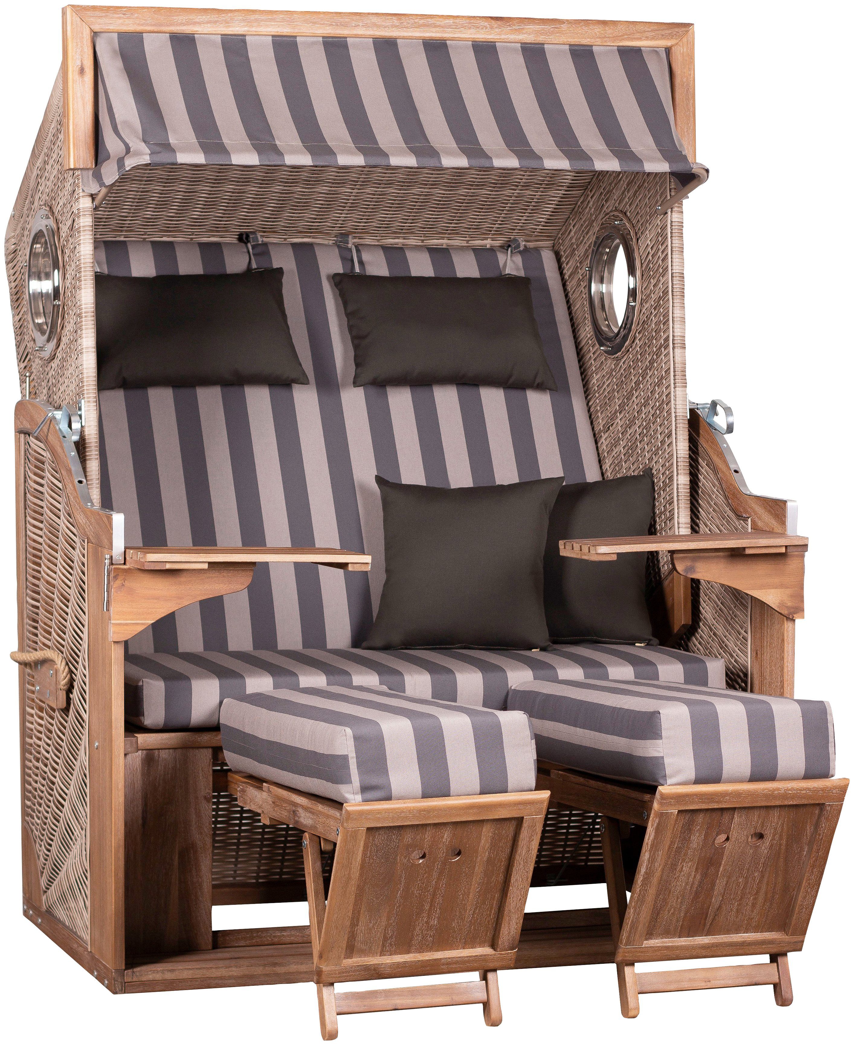 deVries Strandkorb greenline135xl, BxTxH: 130x80x165 cm, Halblieger, Ostsee-Modell