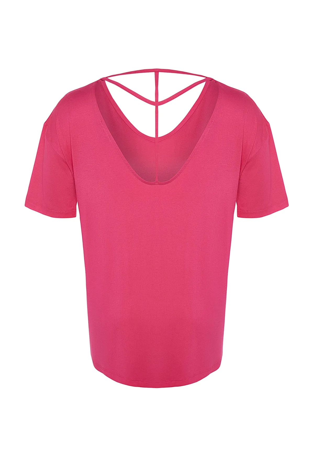 Trendyol Curve  Gestricktes T-Shirt mit rosa Kragen und detailliertem Kragen TBSSS22TS0877