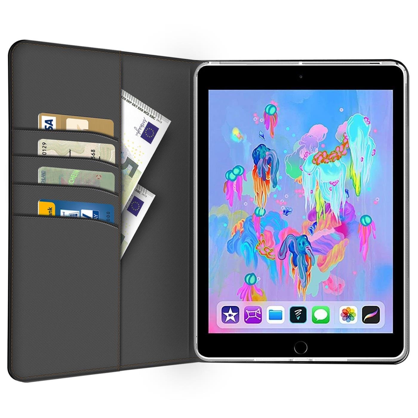 CoolGadget Tablet-Hülle Book Case Tablet Tasche für iPad (2017/2018) 24,6 cm (9,7 Zoll), Hülle Klapphülle Cover für Apple iPad (6. Generation) Schutzhülle