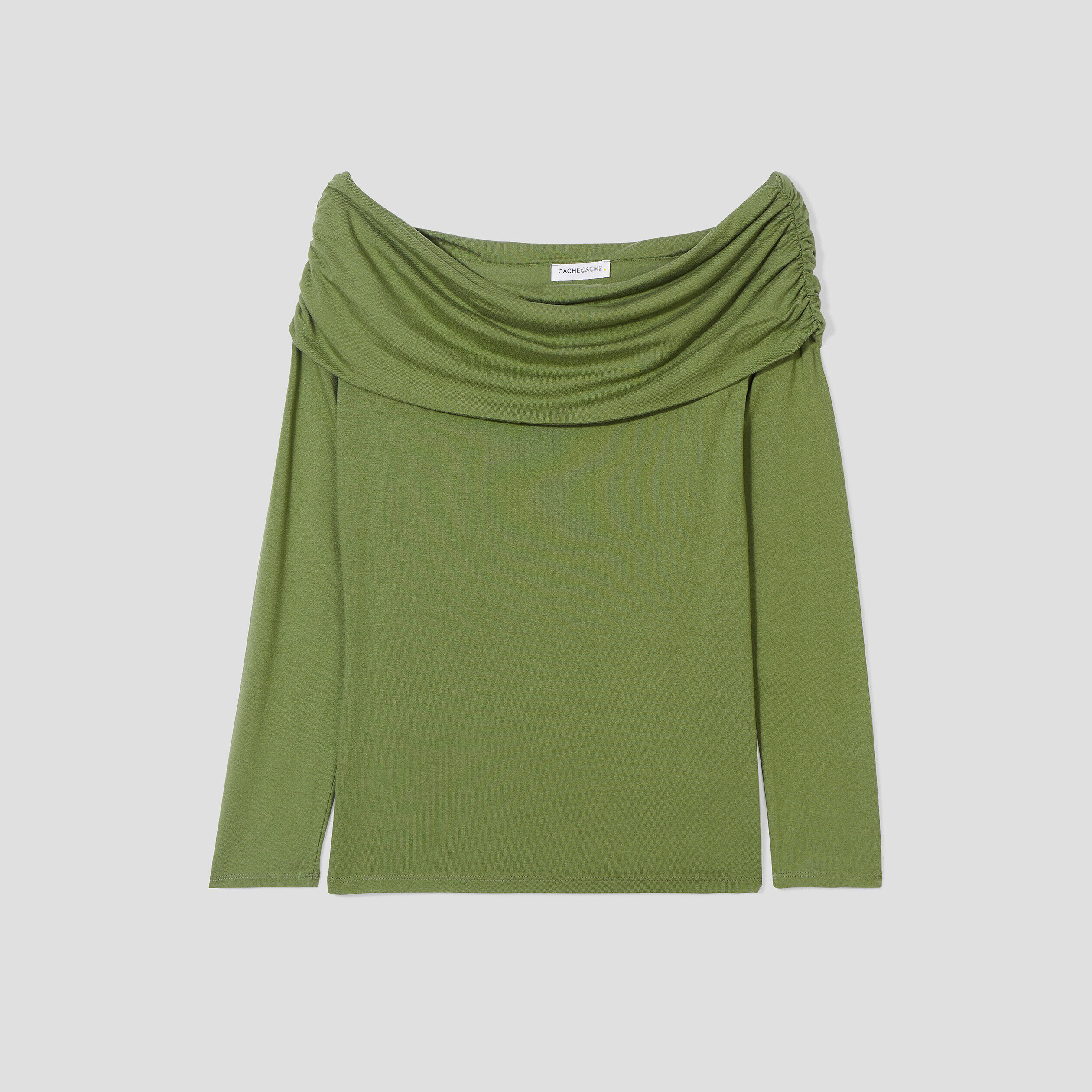 T-shirt col bardot vert femme | Cache Cache