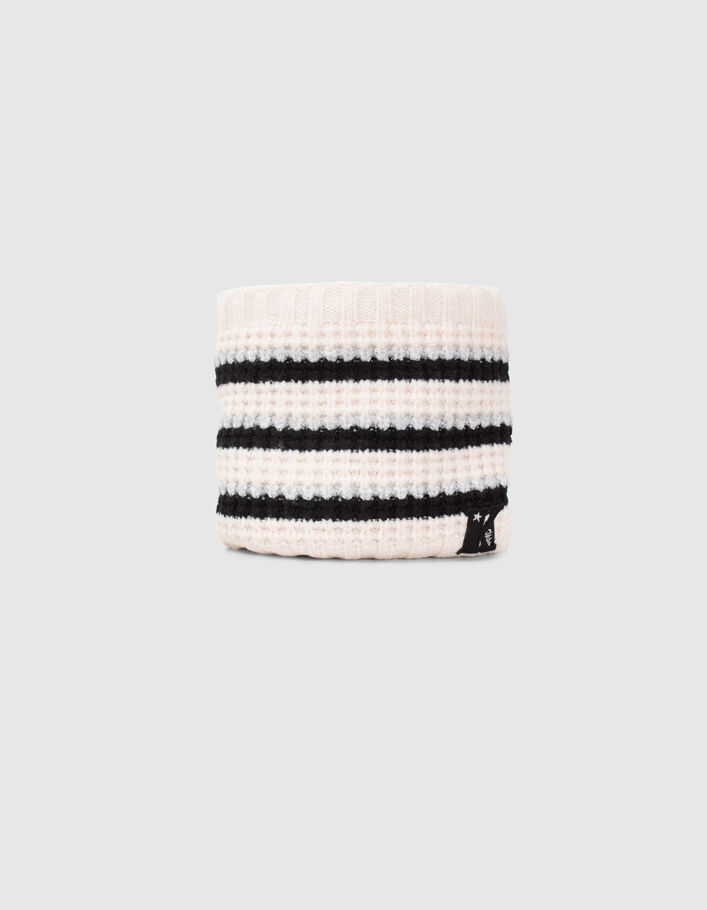 Snood écru tricot lurex à rayures fille