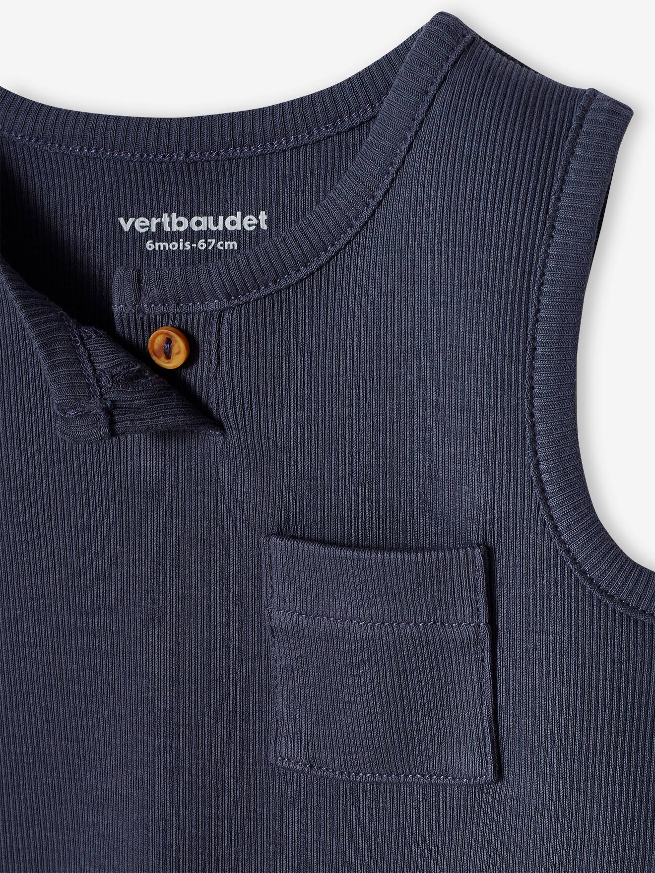 Débardeur bébé en côtes bleu ardoise