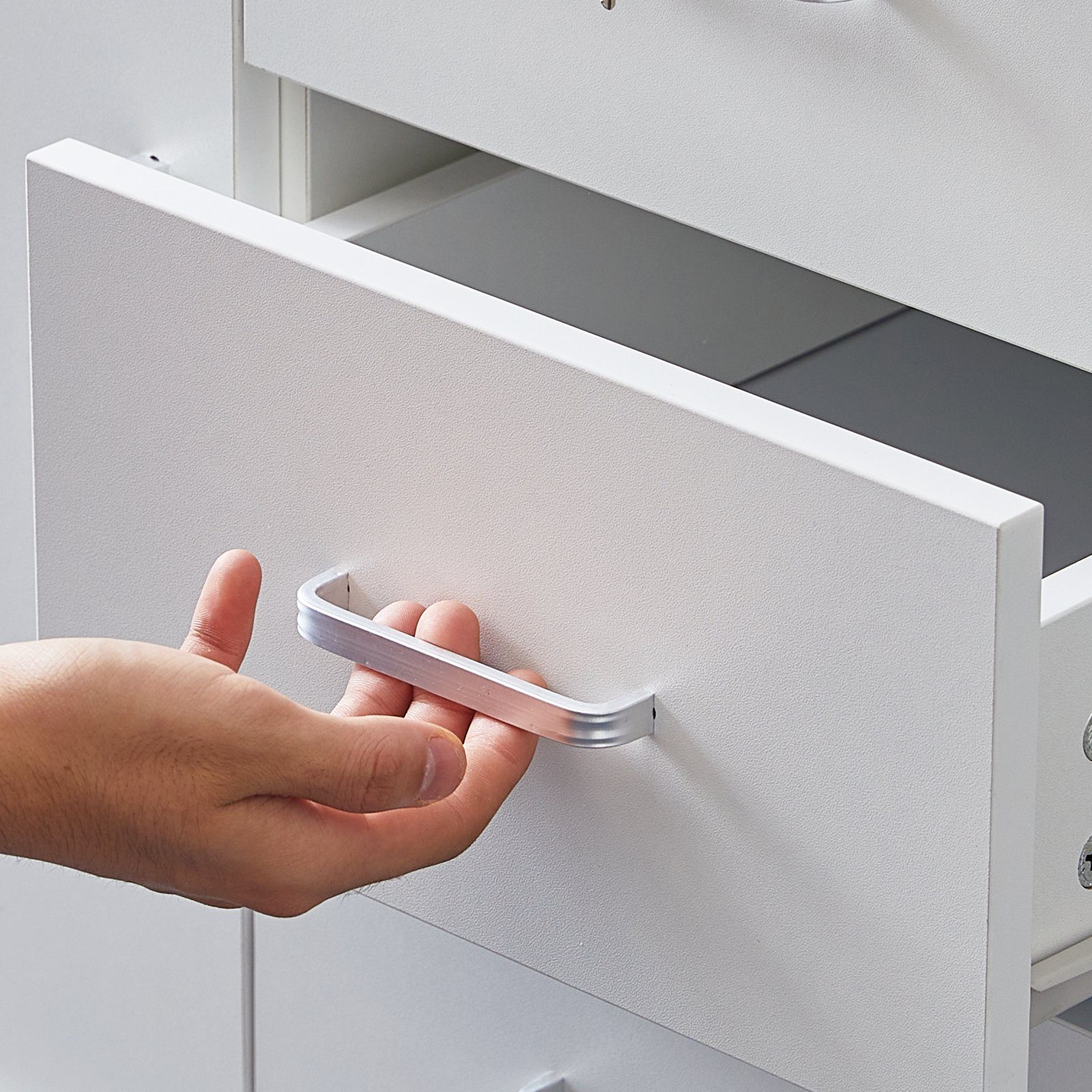 CLIPOP Aktenschrank Mobiler Aktenschrank mit 3 Schubladen 60x40x60cm abschließbar Büro-Rollschrank mit Rollen