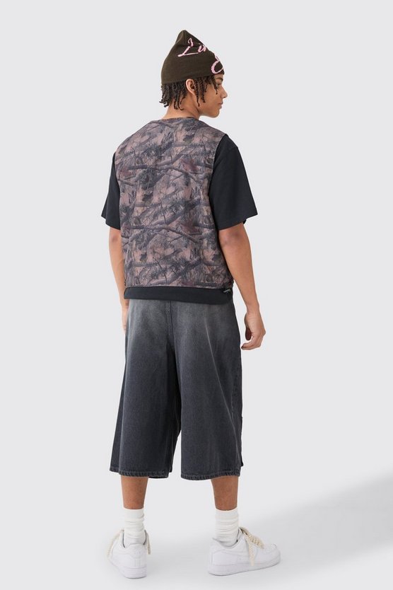 Denim-Jorts mit Cargo-Taschen und Reißverschluss vorne