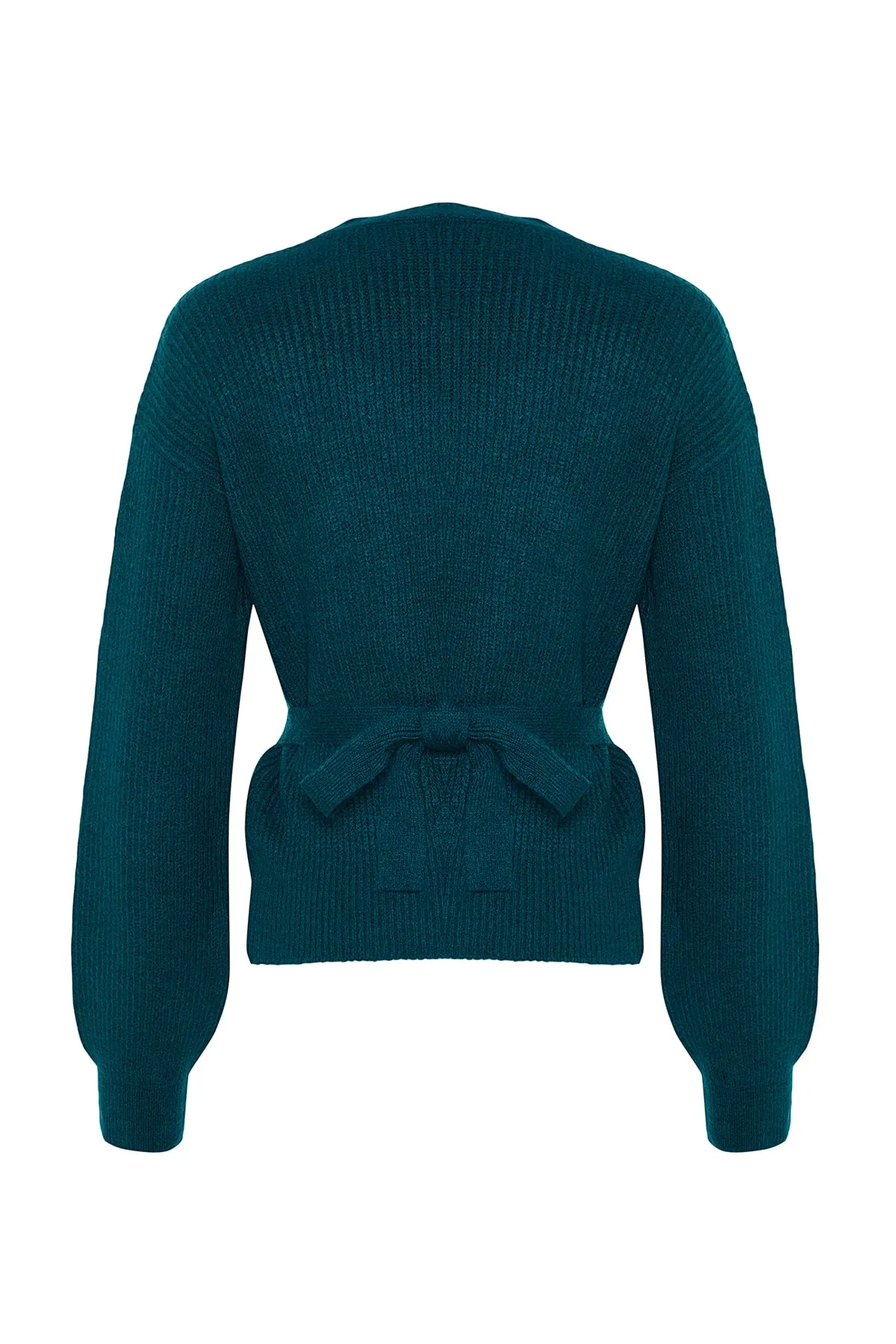 Trendyol Collection  Petrol Weich strukturierte Strickjacke mit V-Ausschnitt TWOAW24HI00282