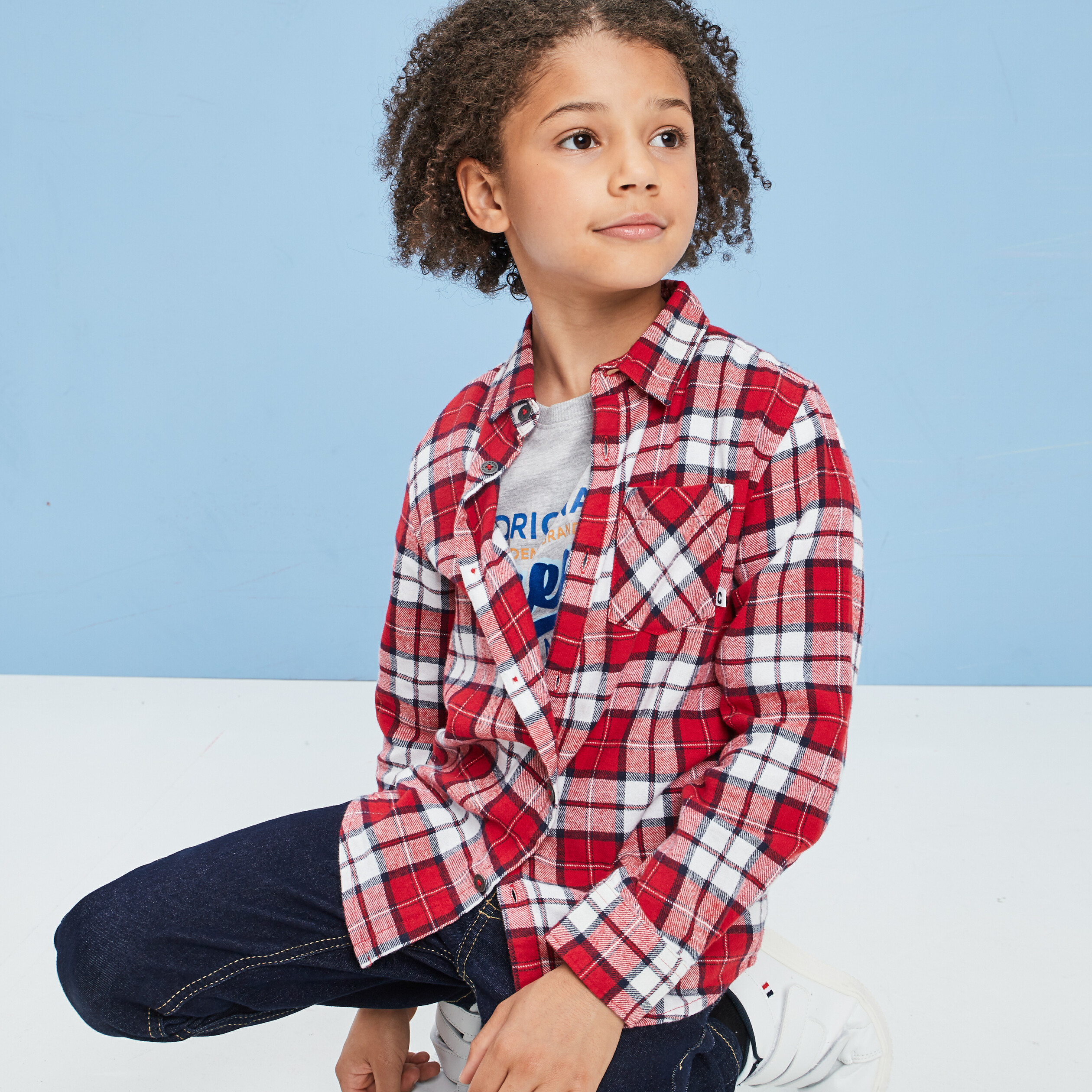 Chemise manches courtes Creeks rouge garçon | La Halle
