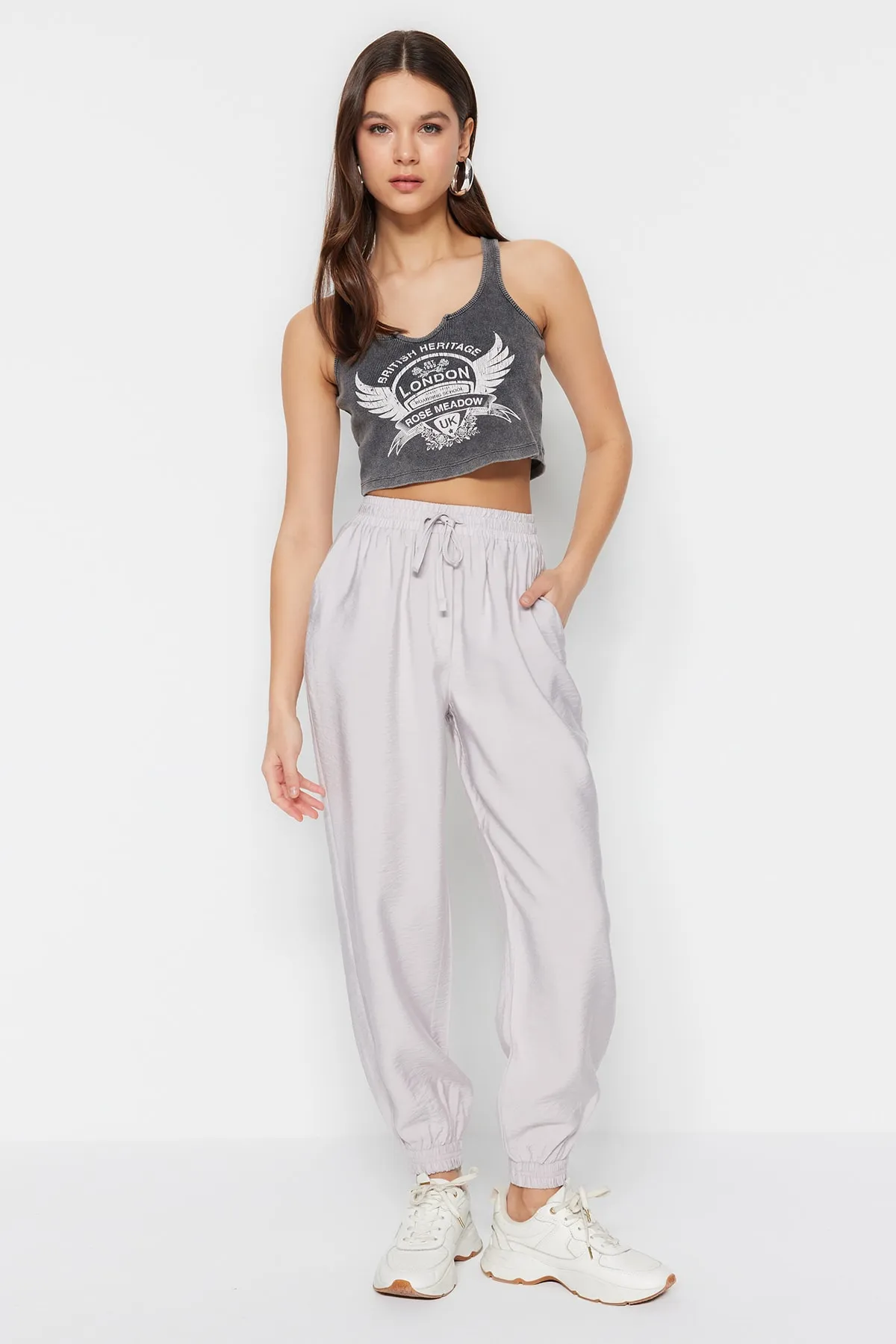 Trendyol Collection  Graue Jogger-Webhose TWOSS20PL0129