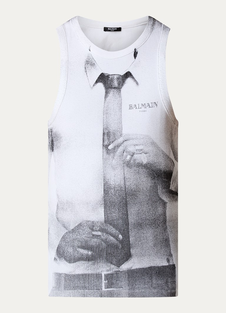 Balmain Tank top with ribbed structure and logo print