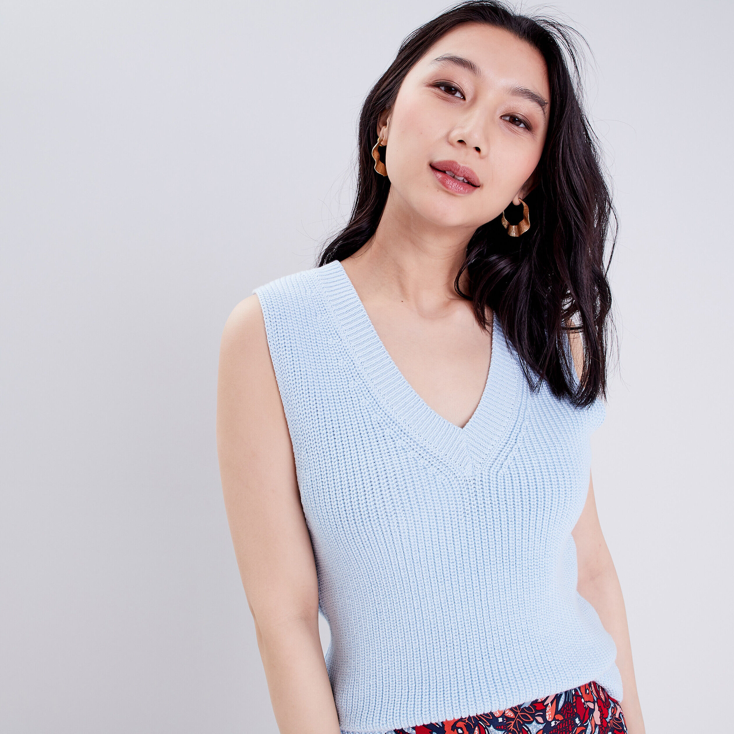 Pull sans manches bleu gris femme | Cache Cache