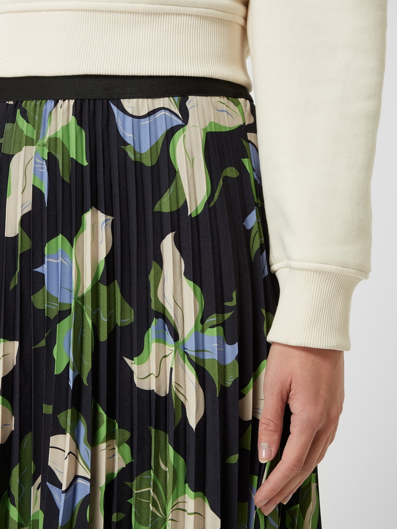 Midirock mit floralem Muster in marineblau