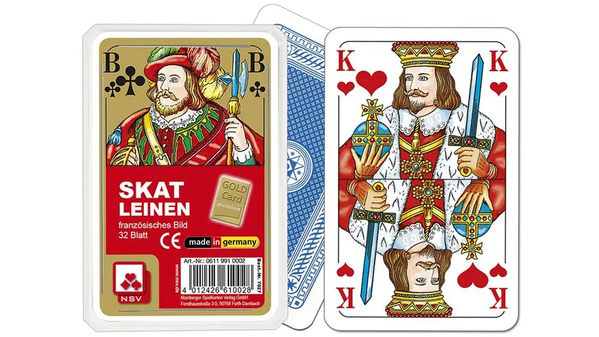 Nürnberger Spielkarten - Skat Premium Leinen, französisches Bild im Klarsichtetui