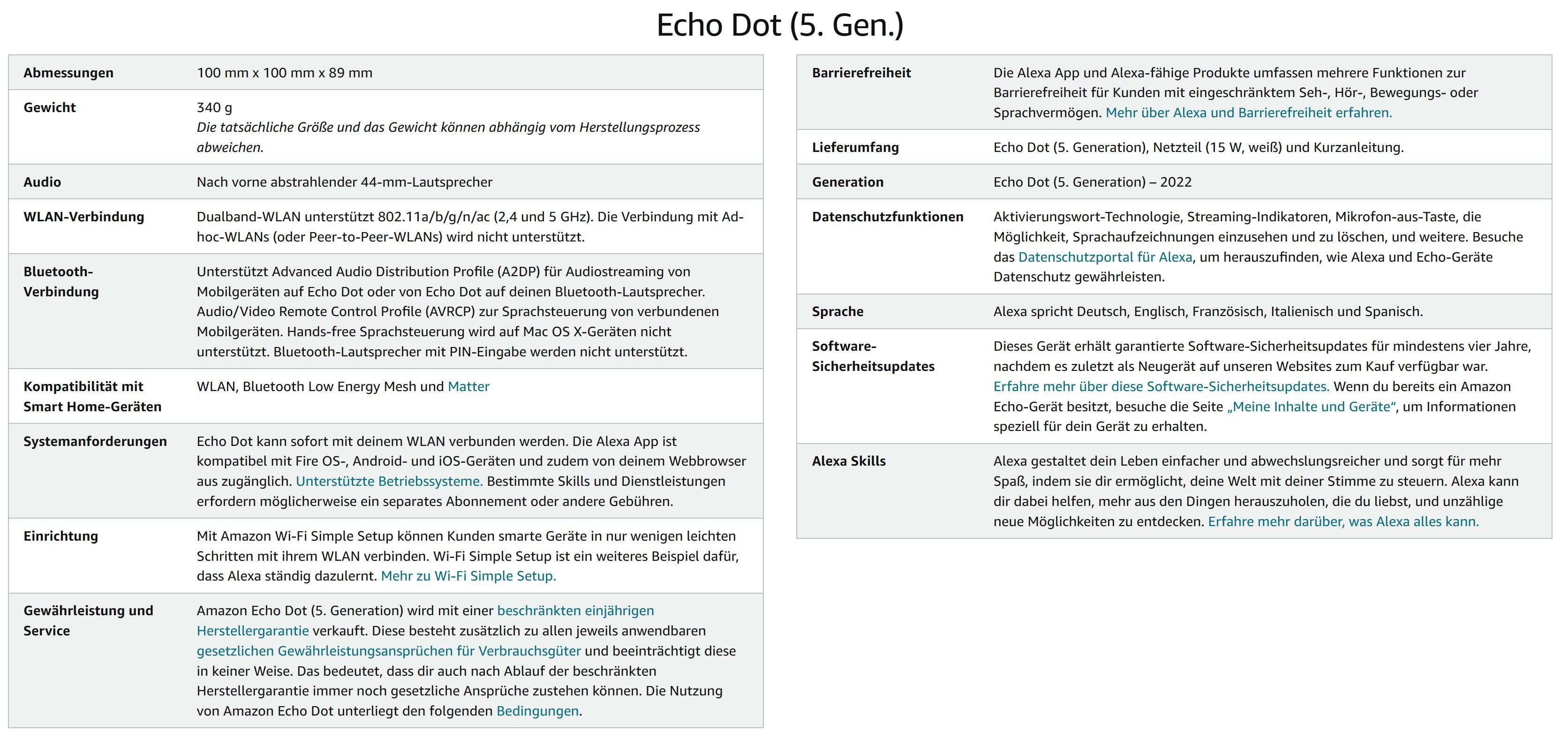 Amazon Echo Dot (5. Gen), mit Alexa u. sattem Klang, Tiefseeblau Bluetooth-Lautsprecher