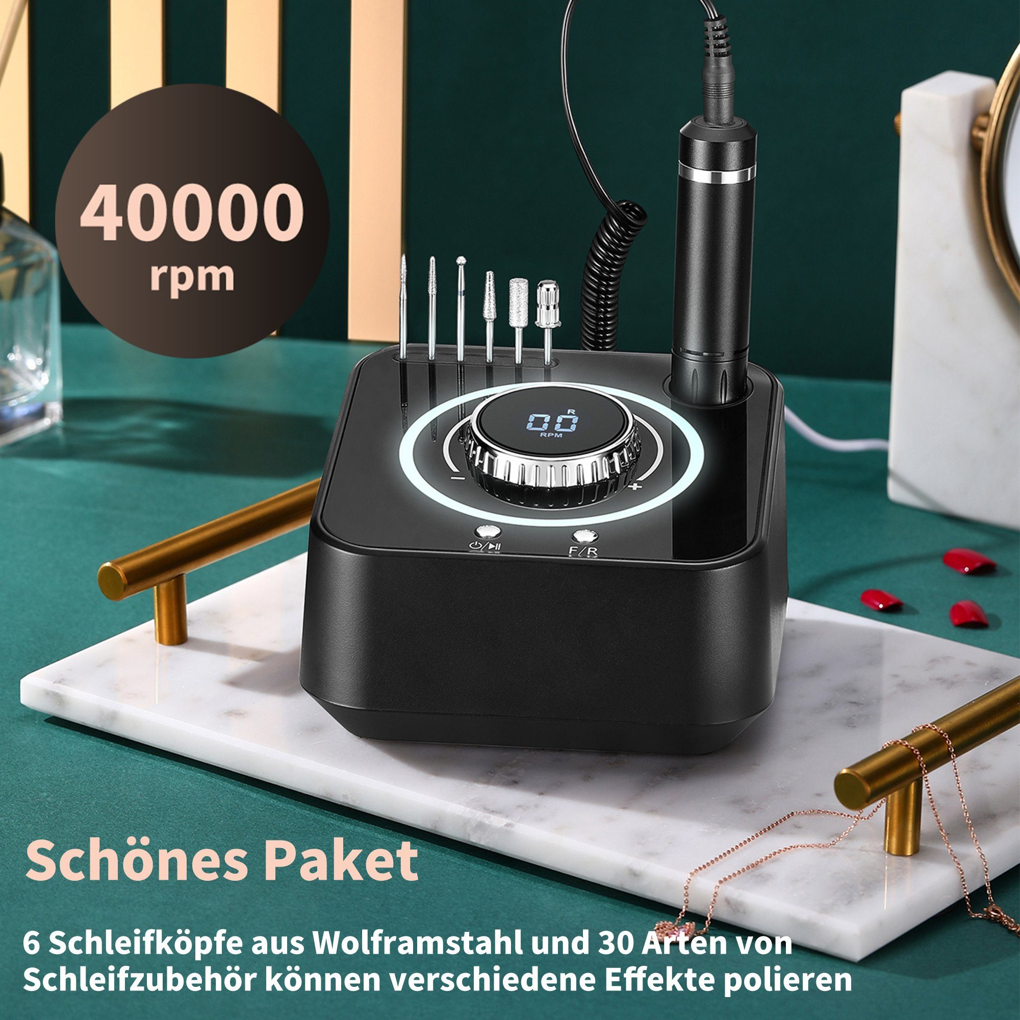 JOEAIS Maniküre-Pediküre-Set Nagelfeile Elektrische Nagelfräser Fräser für Gelnägel Maniküre set, Fräsmaschine Fußpflegegeräte Nägel Nail Drill Machine Nagelmaschine