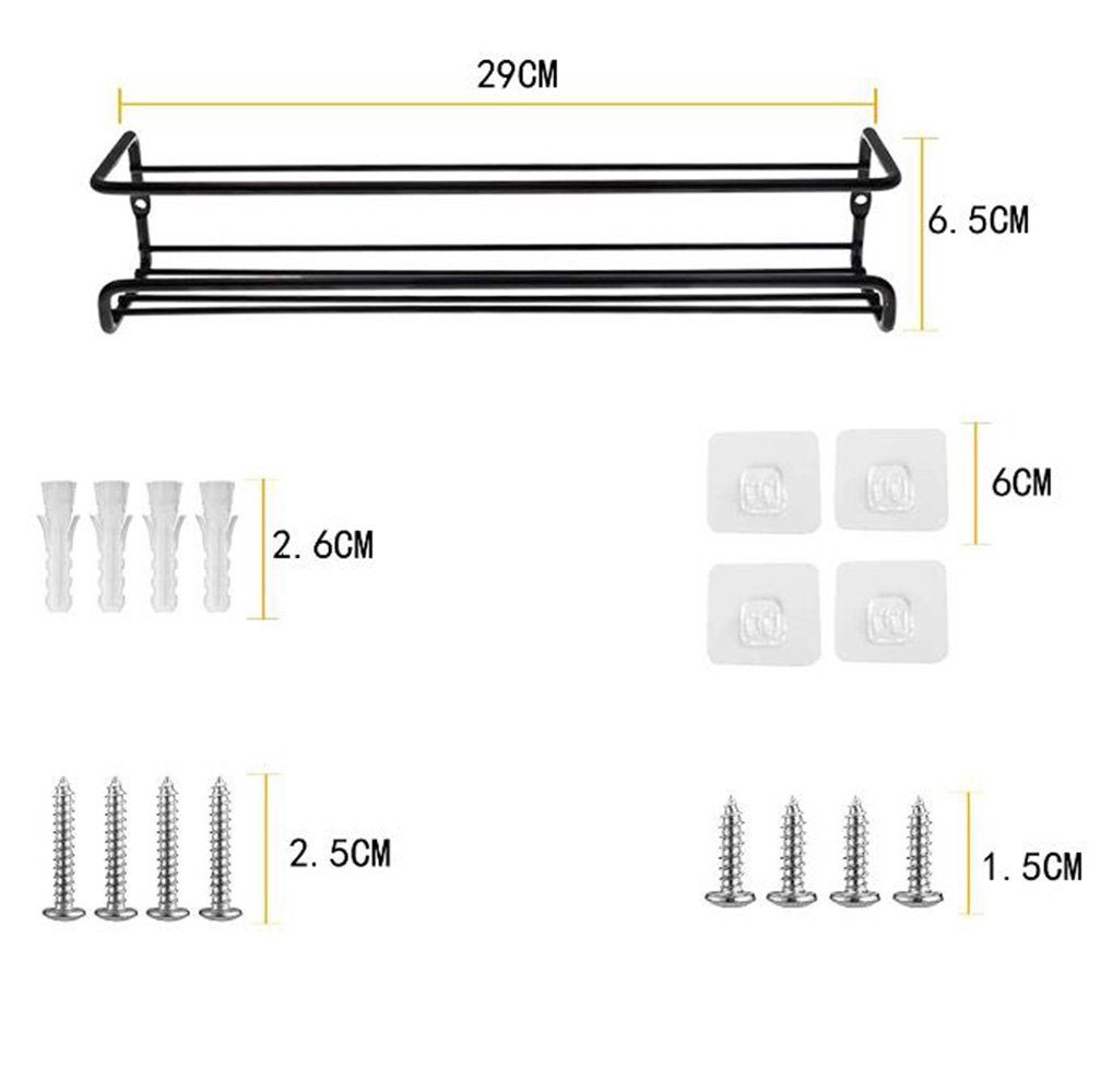 SCOKIT Gewürzregal Gewürzregal Wand Metall Hängend, Küche Gewürz Organizer Wand Küchenregal 4-tlg., Ohne Bohren Küchenzubehör Schwarz