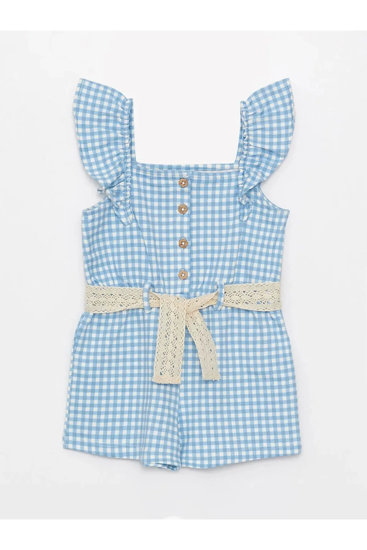 LC Waikiki  Lcw Baby Salopet mit quadratischem Kragen und kariertem Muster für Mädchen