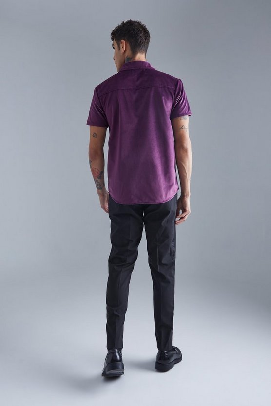 Kurzärmliges Velour-Hemd