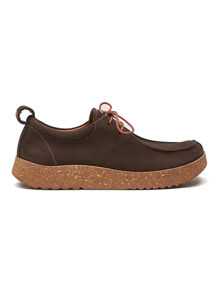 Comfortfusse Leder-Schnürschuhe in Braun günstig kaufen