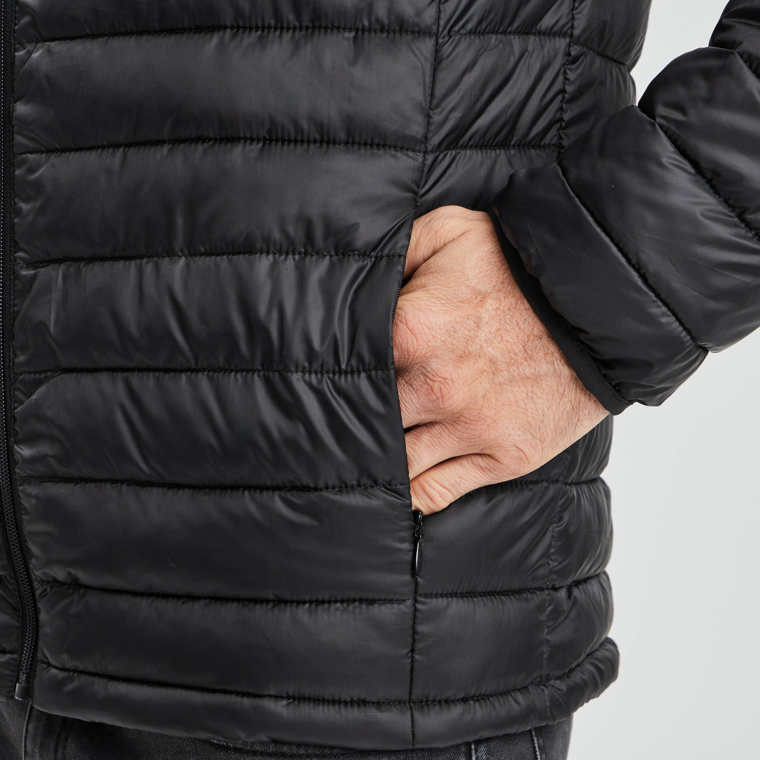 Doudoune droite légère col montant noir homme | La Halle