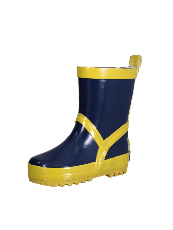 Playshoes Gummistiefel uni in Marine/Gelb günstig kaufen