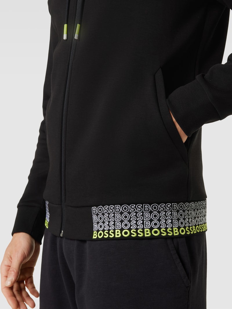 Sweatjacke mit Label-Stitching Modell 'Saggy' in schwarz