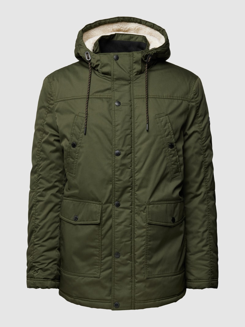Jacke mit Druckknopfleiste Modell 'CHESTER' in olivgrün
