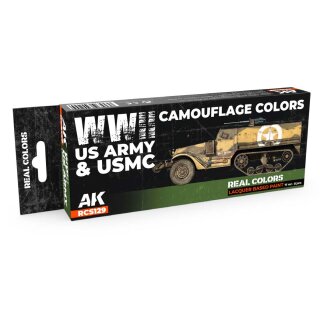 AK Real Colors Paintset - WWII US Army & USMC Camouflage Colors (8x 17ml)