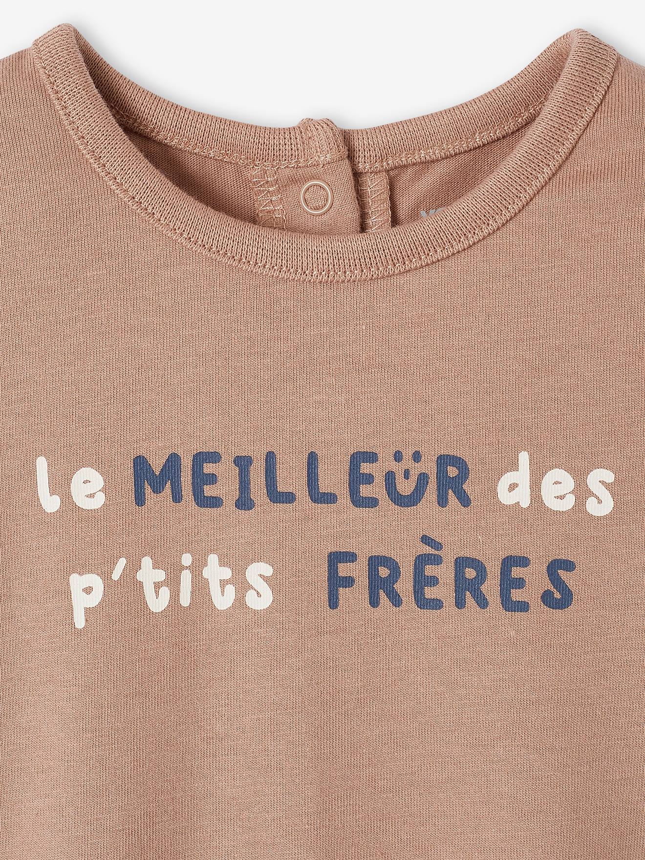 T-shirt à message bébé manches longues beige
