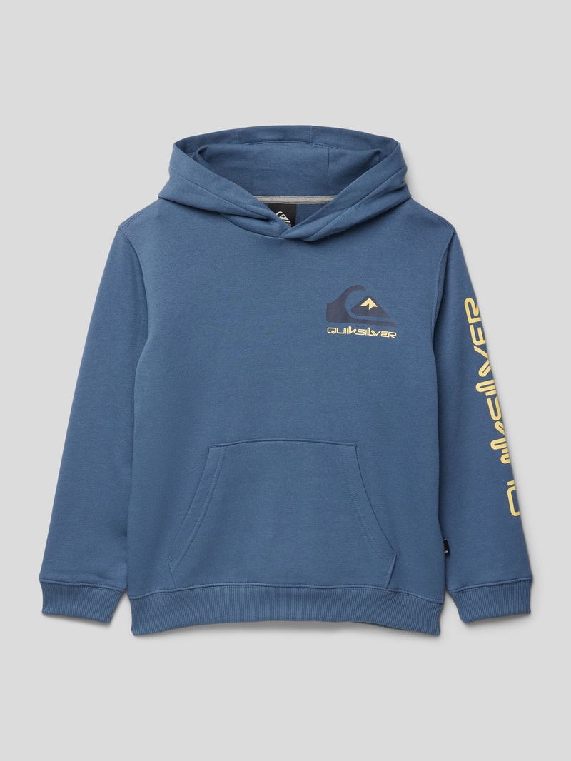 Hoodie mit Label-Details Modell 'OMNI' in rauchblau