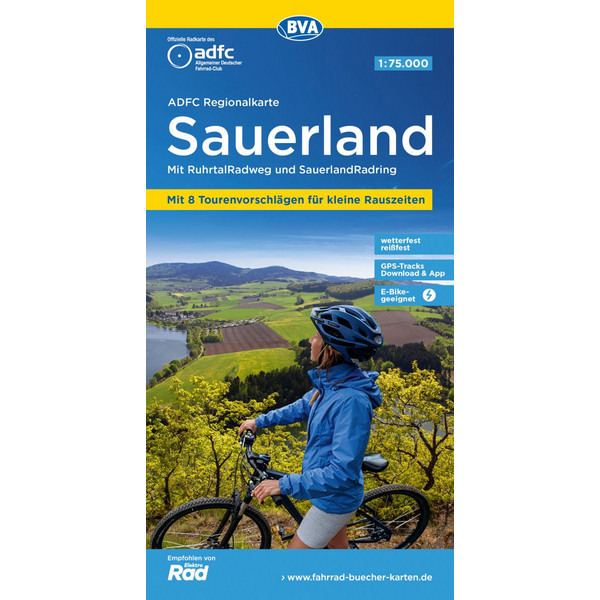 ADFC-REGIONALKARTE SAUERLAND MIT TAGESTOUREN-VORSCHLÄGEN - Fahrradkarte