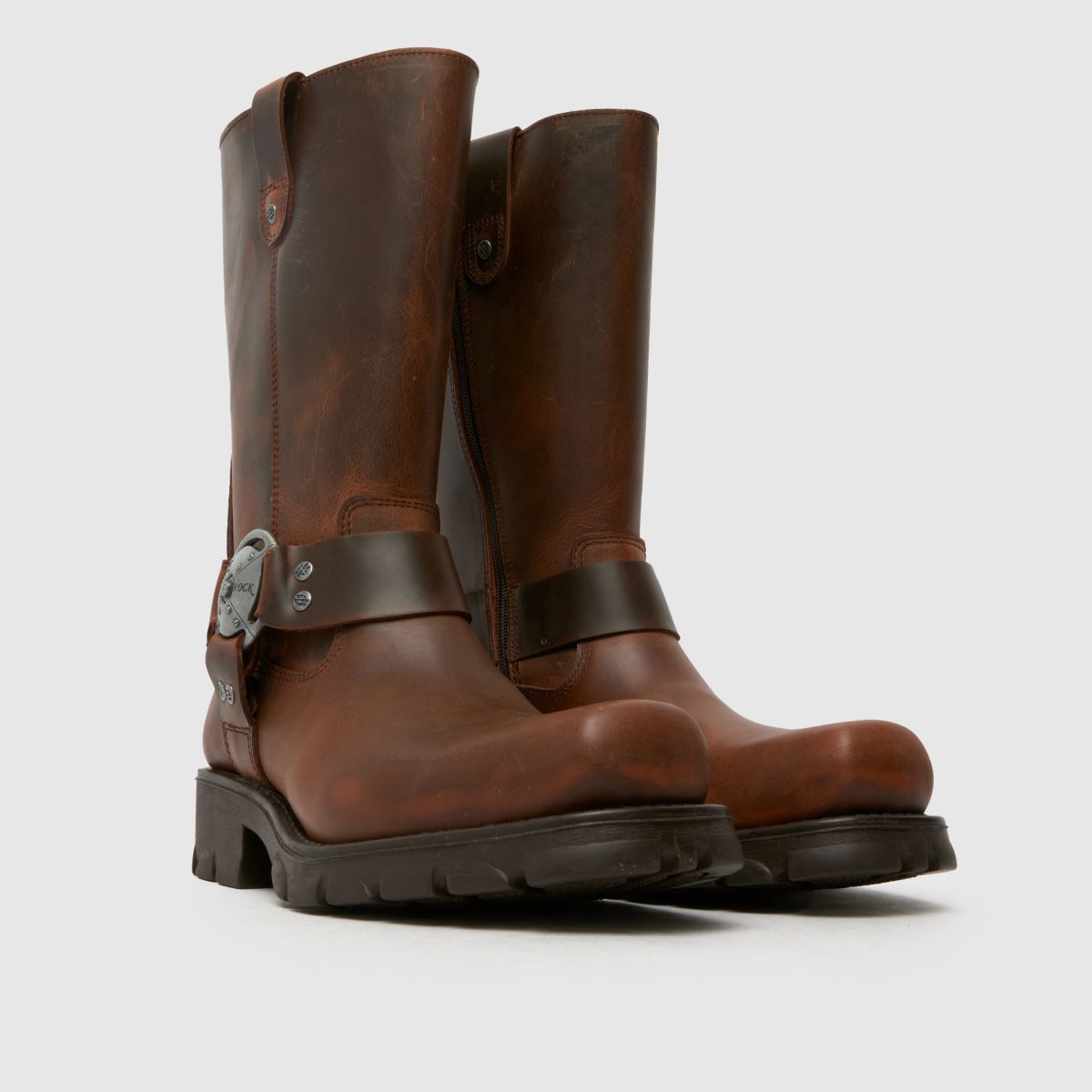 NEW ROCK – Höga bikerboots i brunt