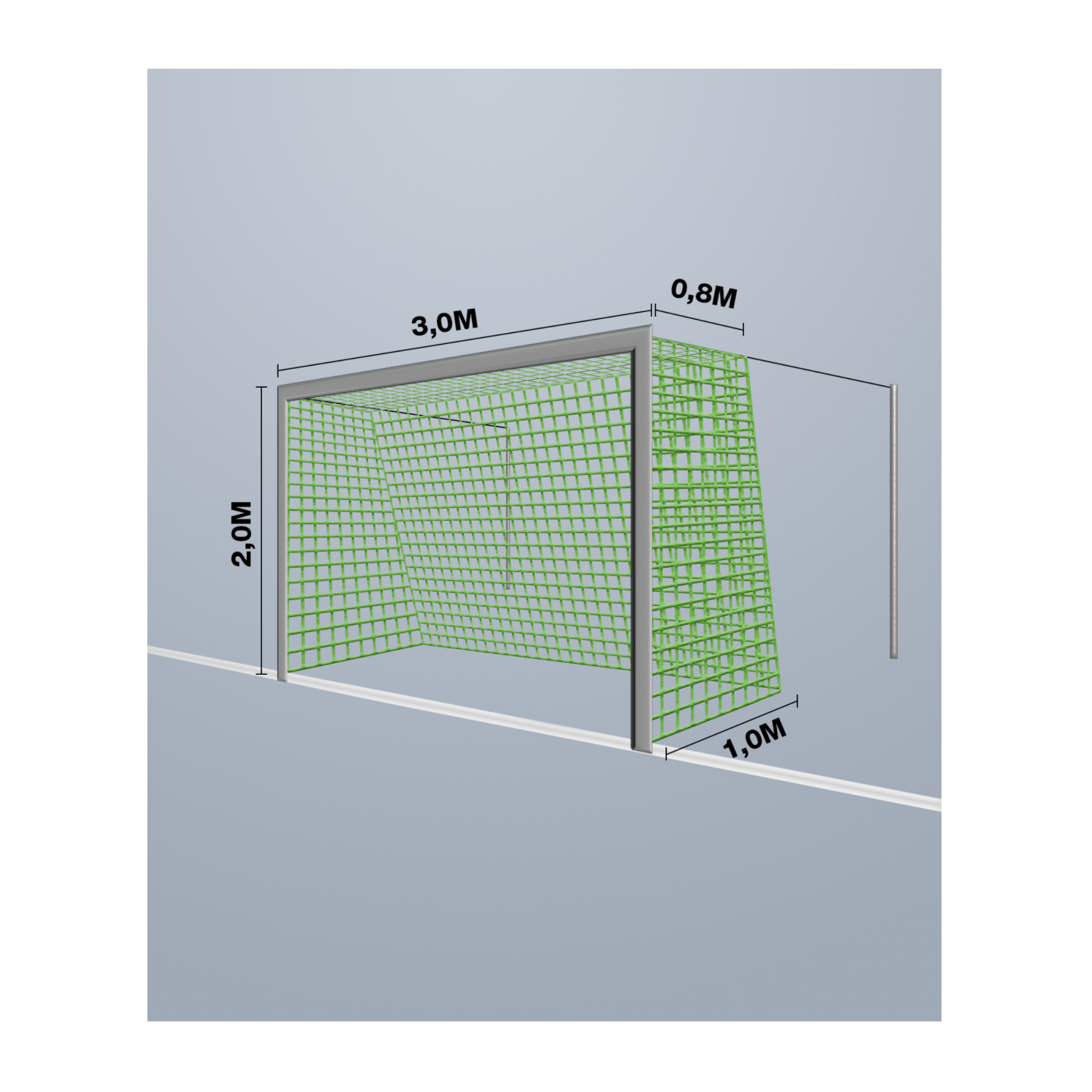 Cawila Tornetz 3,00x2,00m | Tiefe 0,8x1,0m | Maschenweite 10cm | Stärke 4mm | grün