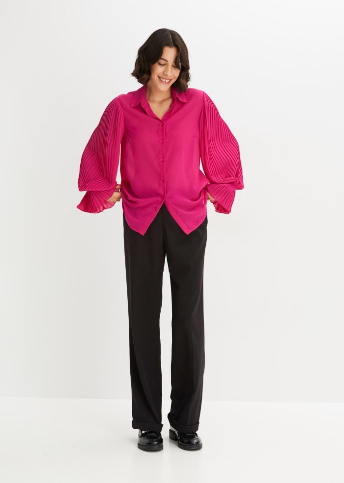 Bluse mit Plissee-Ärmeln