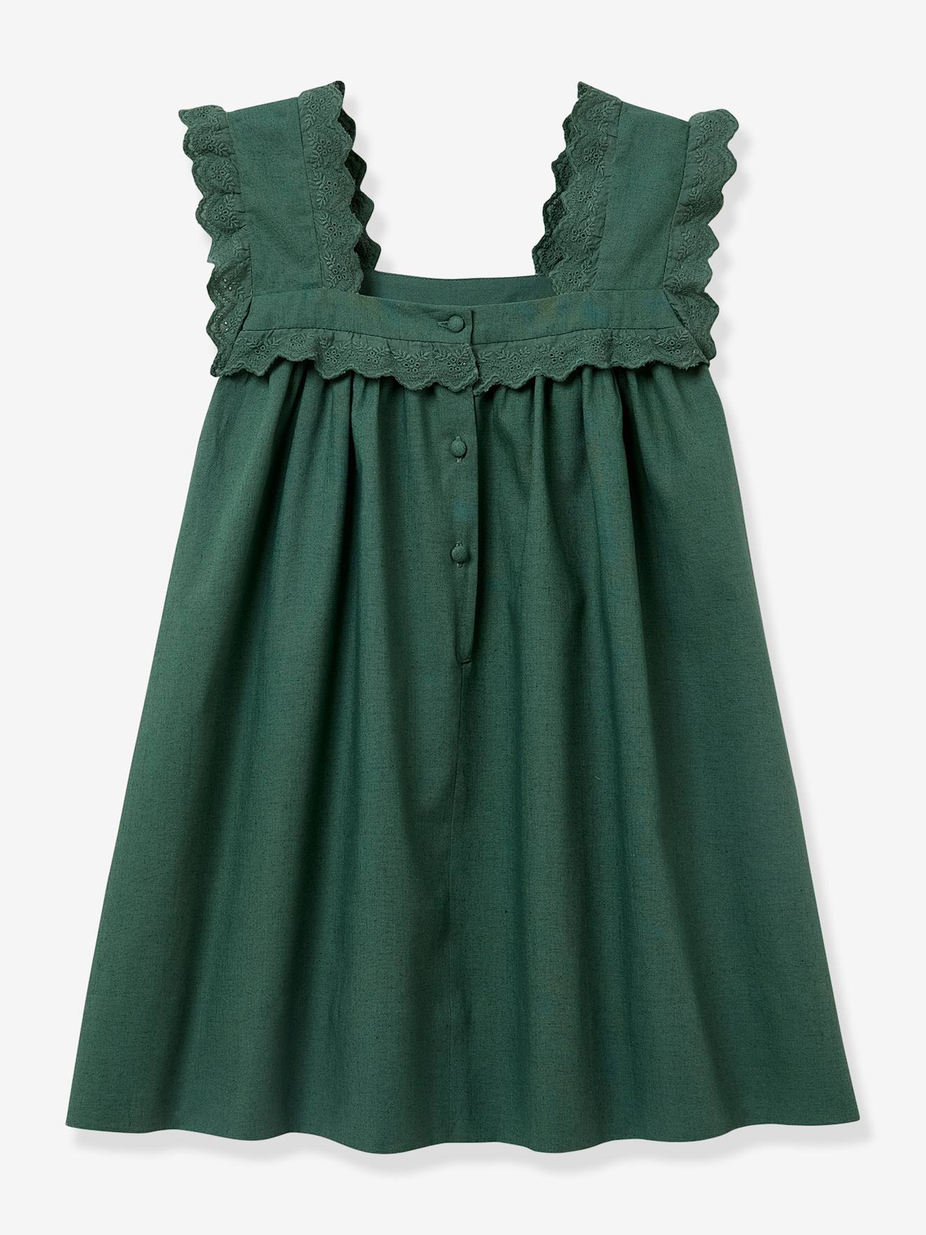 Cyrillus Mädchen Festkleid JUDITH CYRILLUS, Bio-Baumwolle - grün