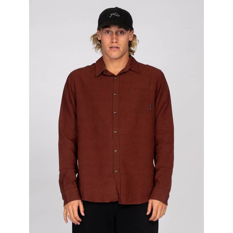 RUSTY OVERTONE LONG SLEEVE LINEN SHIRT Langarmhemd Herren