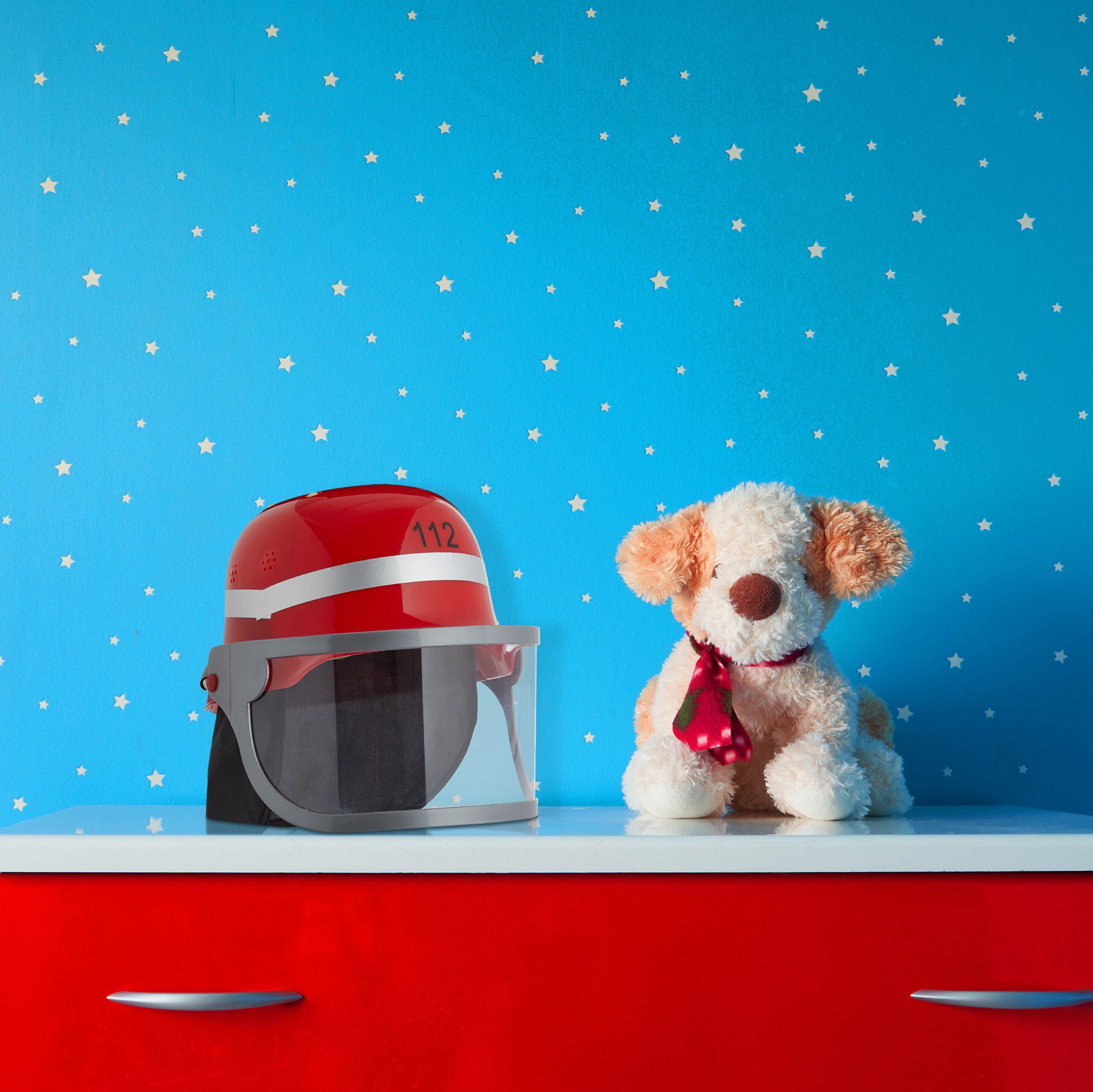 relaxdays Feuerwehrhelm 4er Set Feuerwehrhelm für Kinder in Rot
