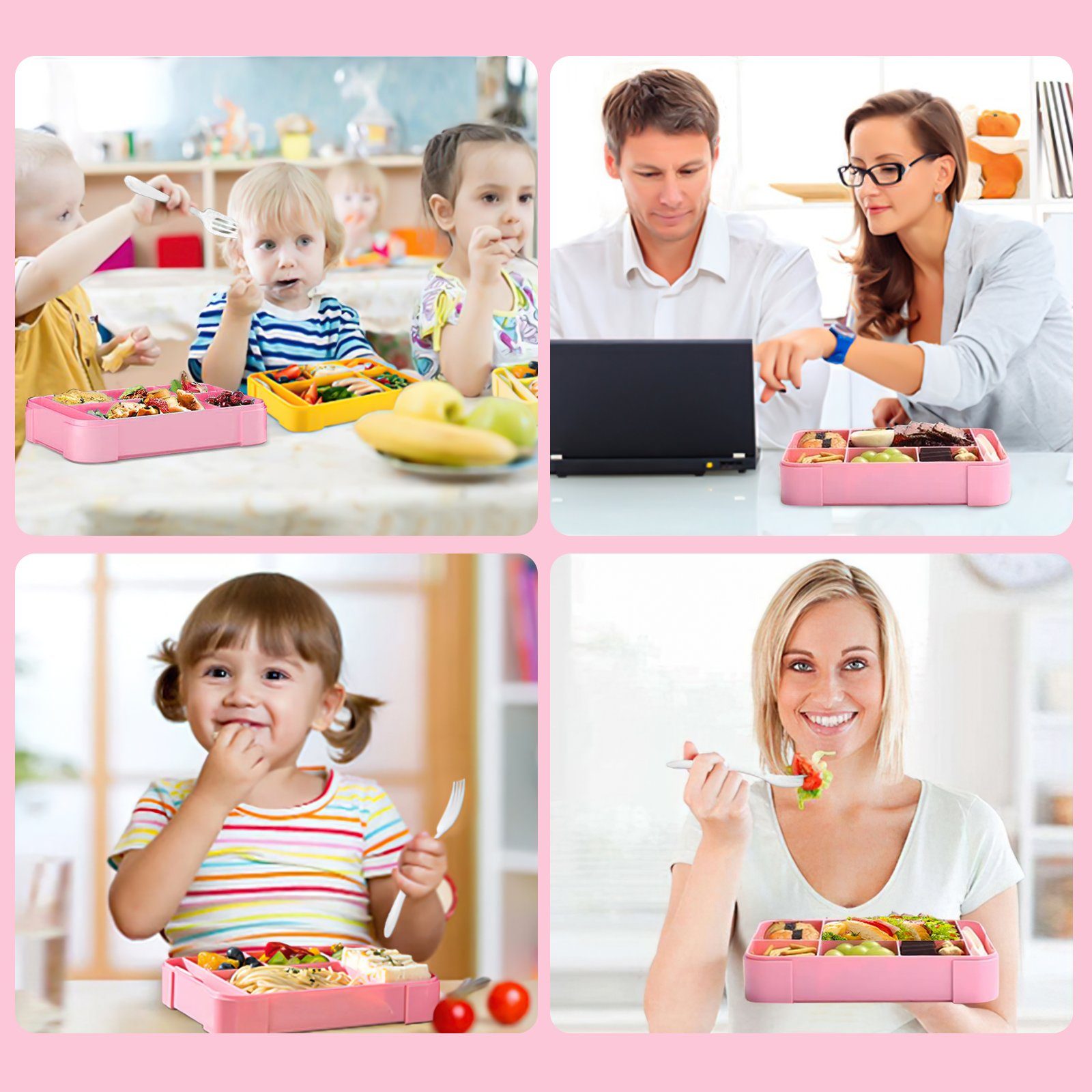 MDHAND Lunchbox Rechteckige Bento-Box, Kunststoffe, (1-tlg), Mit Multibesteck