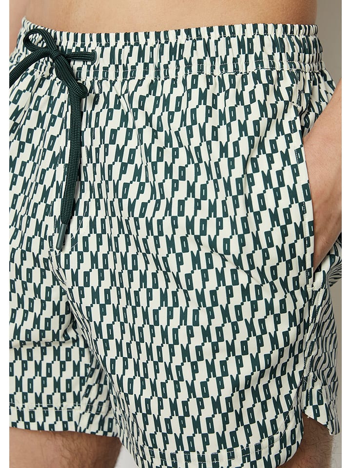Marc O´Polo Badeshorts in Creme/ Dunkelgrün günstig kaufen