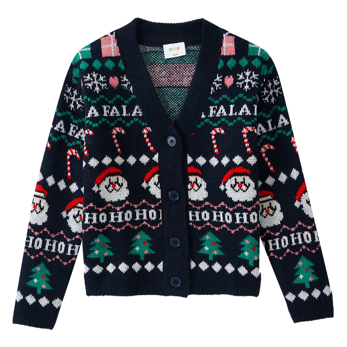 Mädchen Weihnachtsstrickjacke dunkelblau