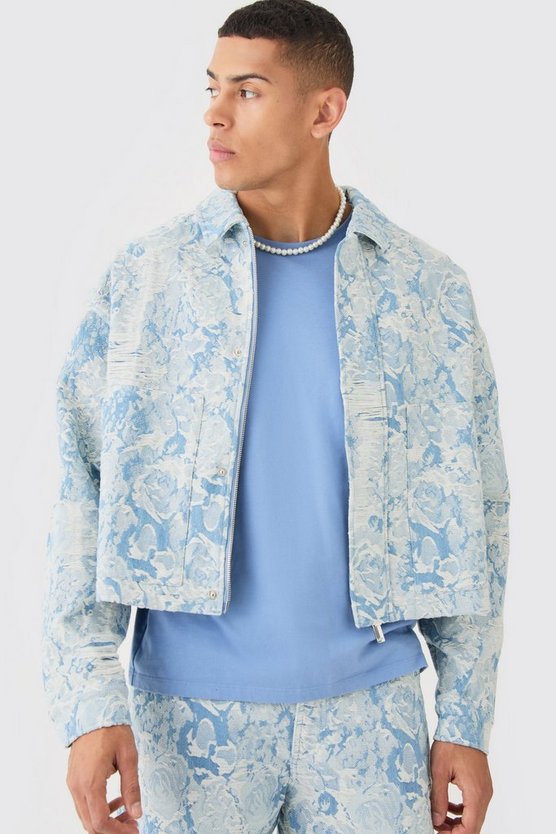 Kastige zerrissene Jeansjacke
