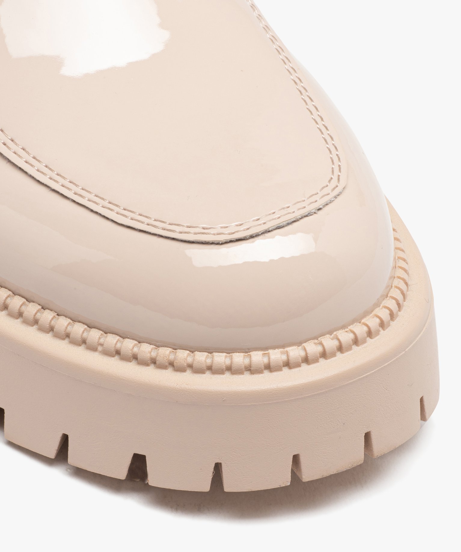 Derbies femme unis dessus vernis à semelle épaisse et cran... beige | GEMO