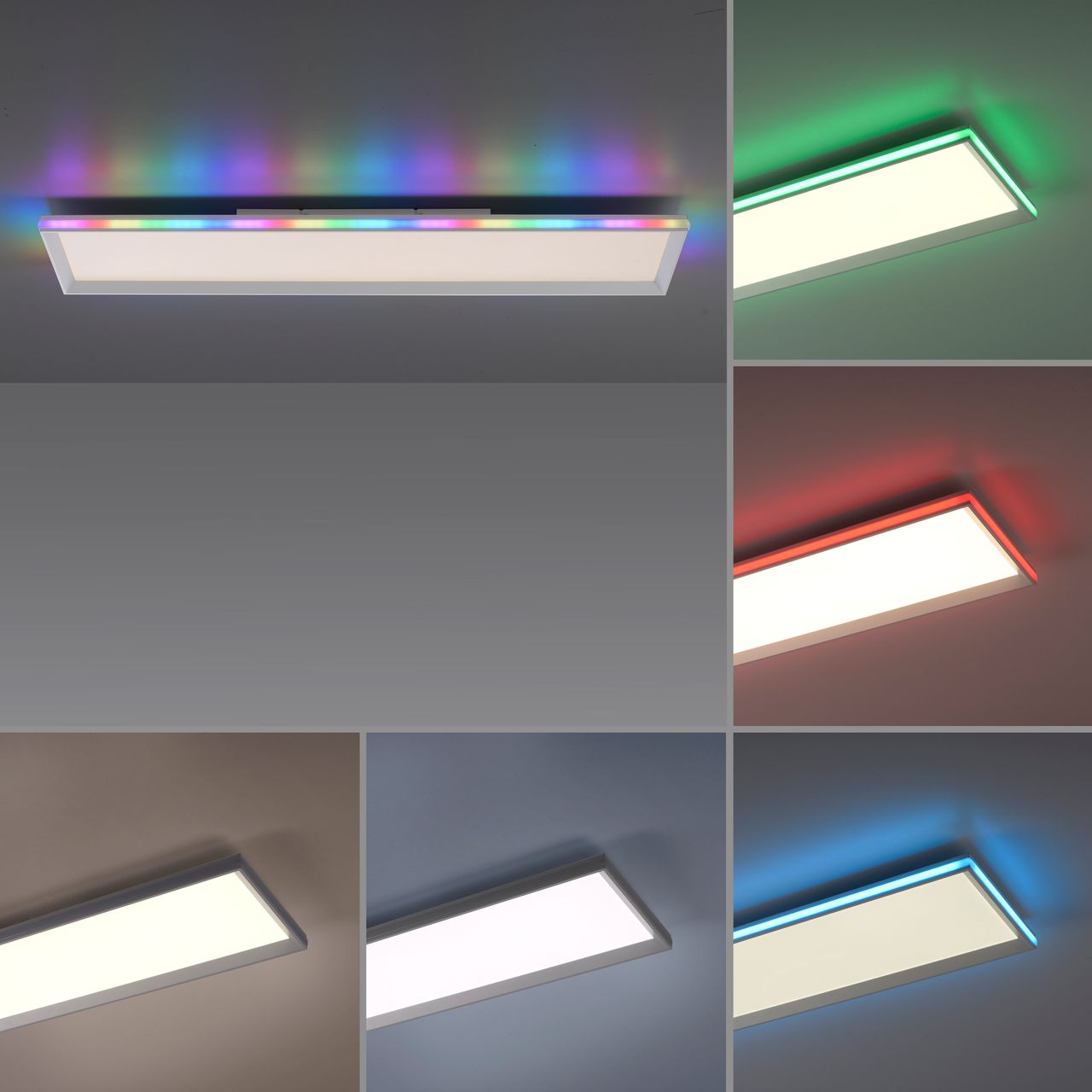 JUST LIGHT LED Deckenleuchte GALACTICA, CCT   RGB Rainbow, dimmbar, Funk-FB, rechteckig, Innenleuchte, IP20
