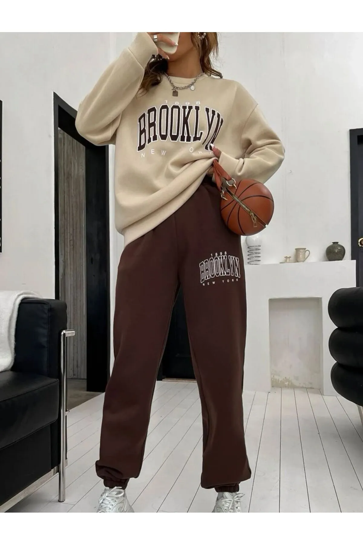 MOONBULL  Sport-Sweatsuit Set - Beige - Regular Fit