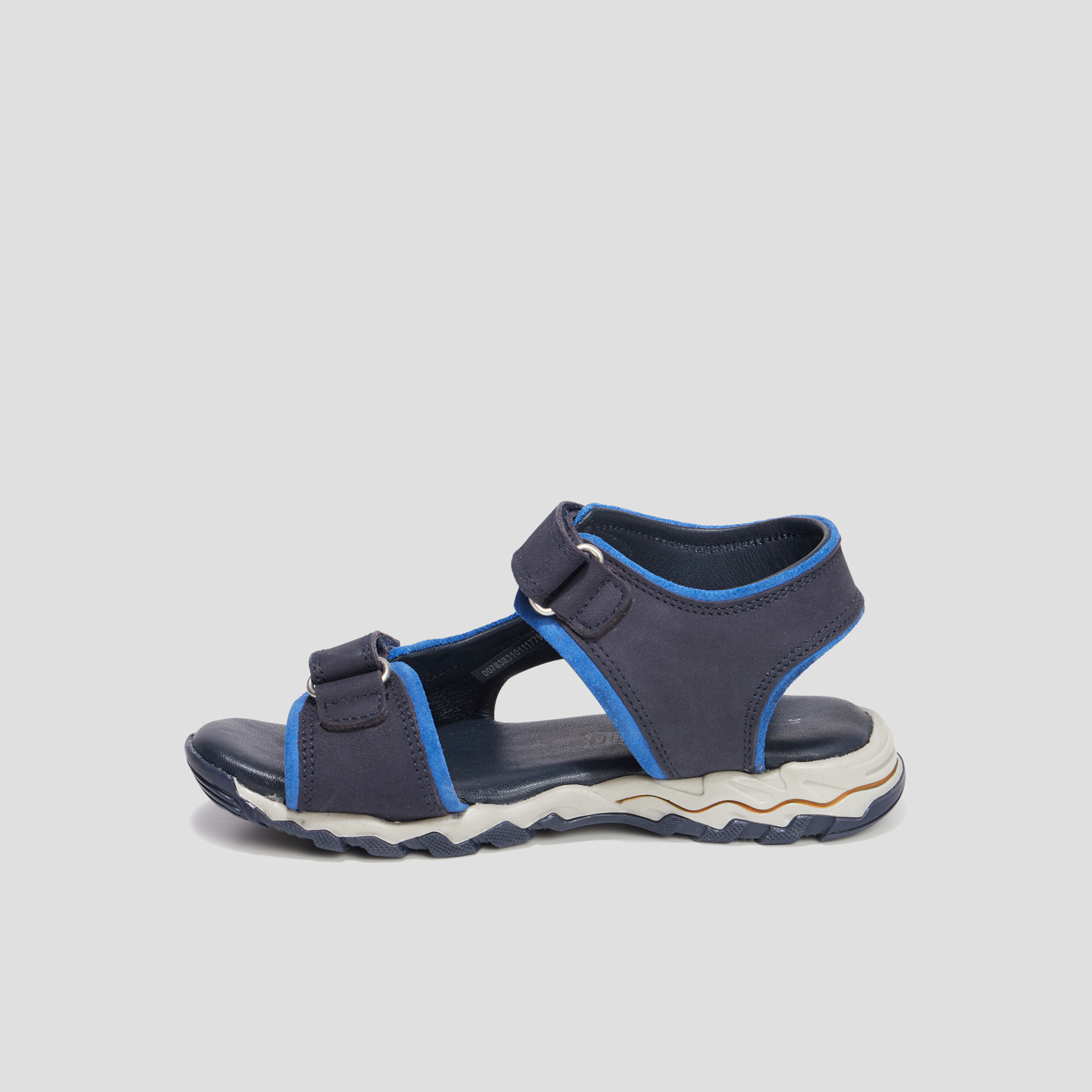 Sandales à scratchs en cuir Creeks Polis bleu marine garçon | La Halle