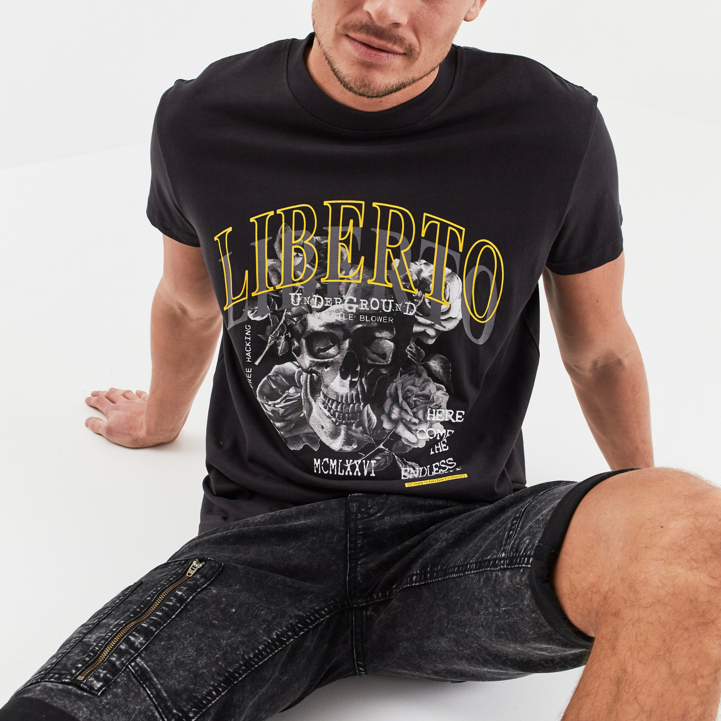 T-shirt manches courtes Liberto gris foncé homme | La Halle