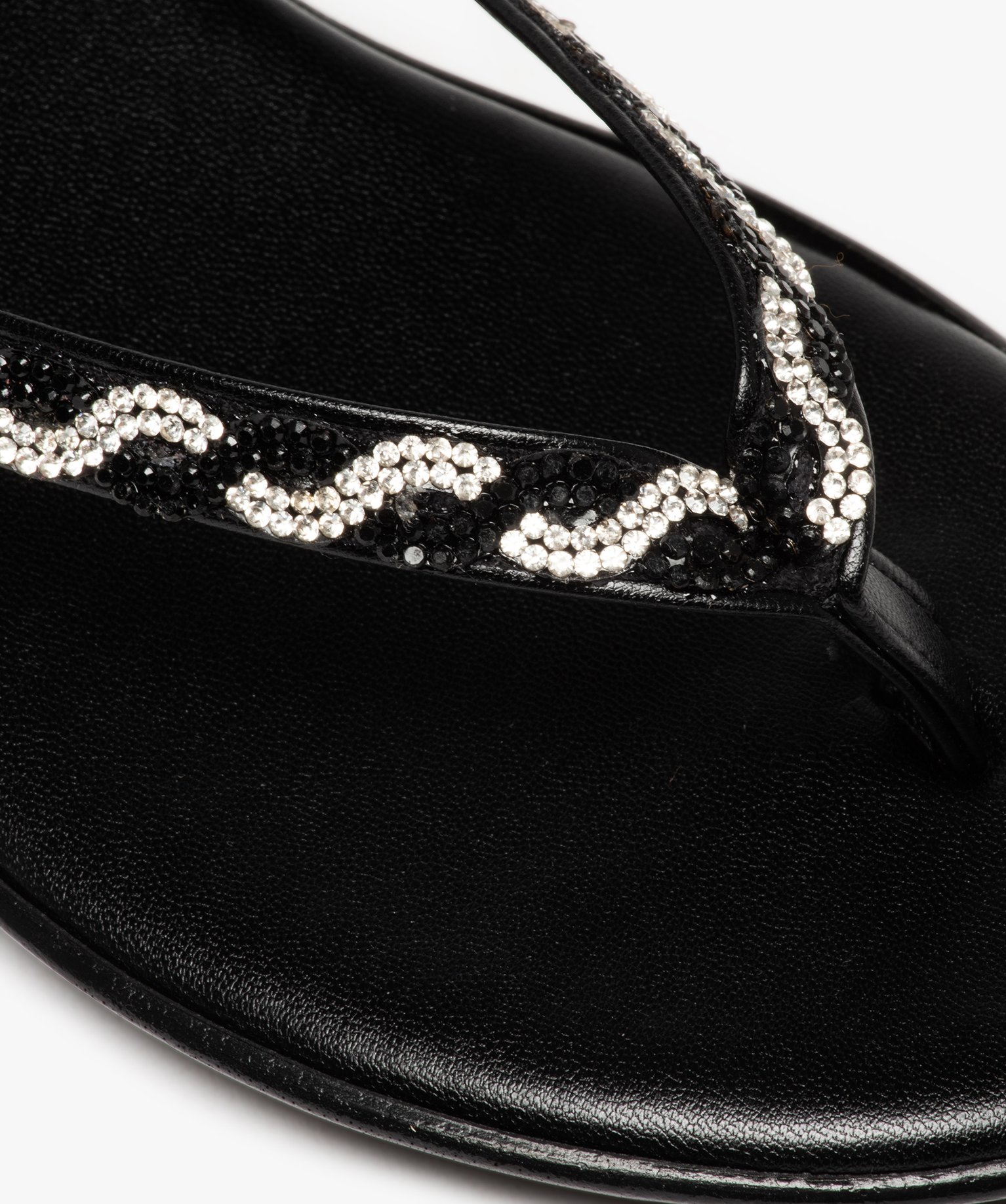 Tongs femme avec brides à strass bicolores noir | GEMO