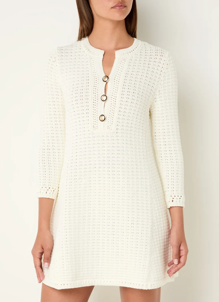 Rochie mini Gysele din tricot gros cu imprimeu ajurat, de la ba&sh.