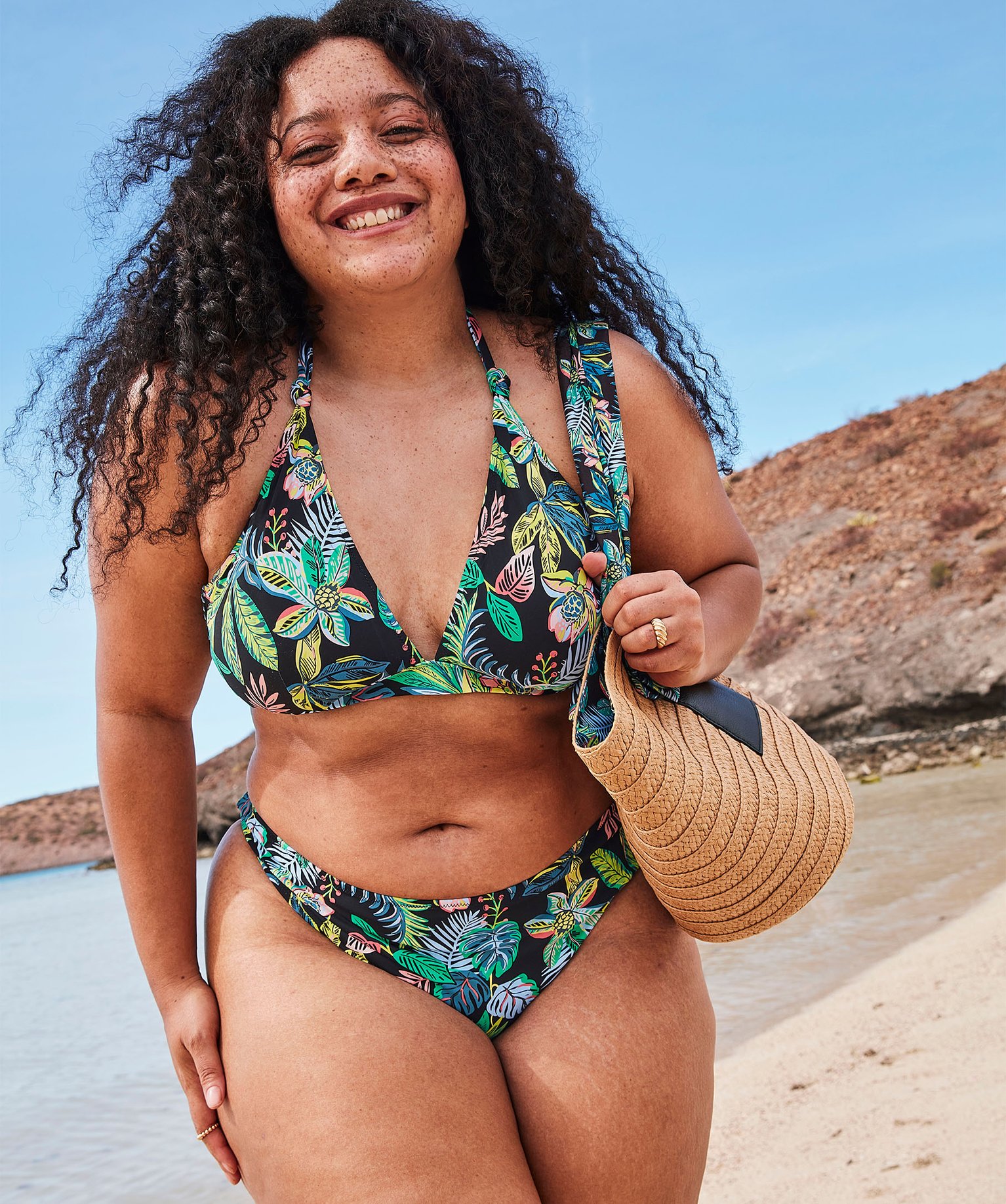 Haut de maillot de bain femme grande taille forme triangle imprime | GEMO