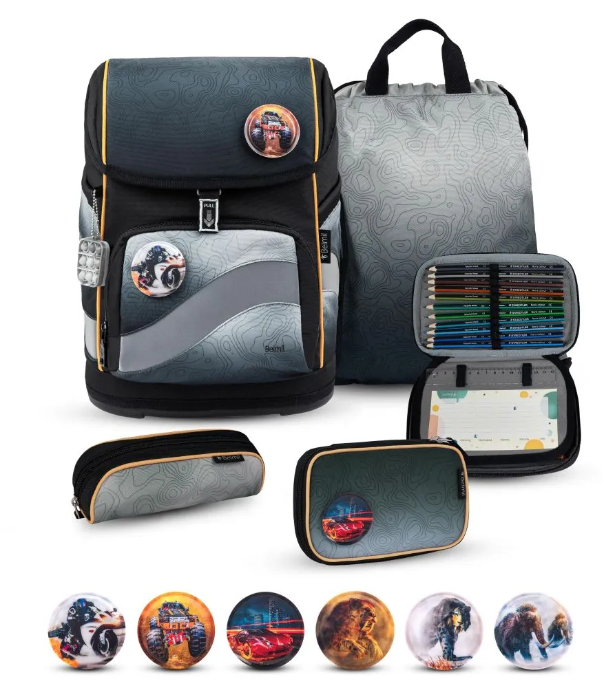 Belmil Premium Smarty Plus Schulra﻿nzen-Set 5-tlg - Black Grey