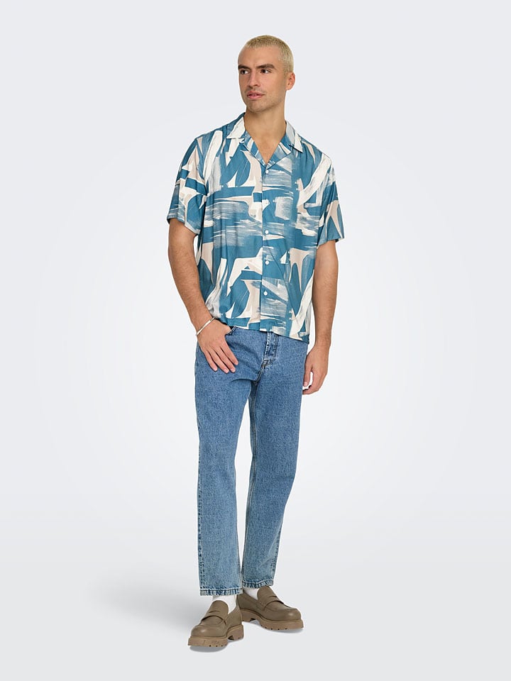 ONLY & SONS Hemd - Regular fit - in Hellblau/ Beige/ Weiß günstig kaufen