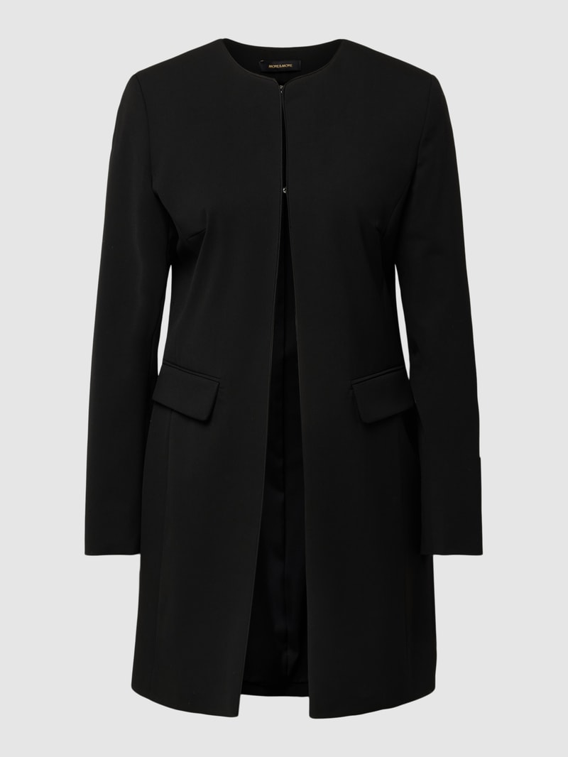 Longblazer mit Hakenverschluss und Pattentaschen in schwarz